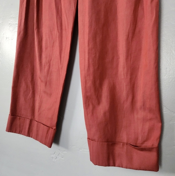Molly Goddard Clay Brick Red Pleated Chinos Poly/Cotton sz 6 - Picture 4 of 10